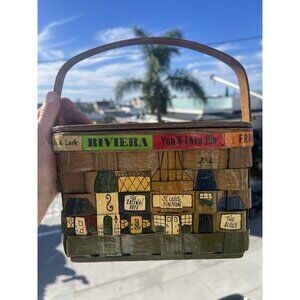 Vintage 70s Caro-Nan basket wooden penny purse St. Louis Missouri lined indie